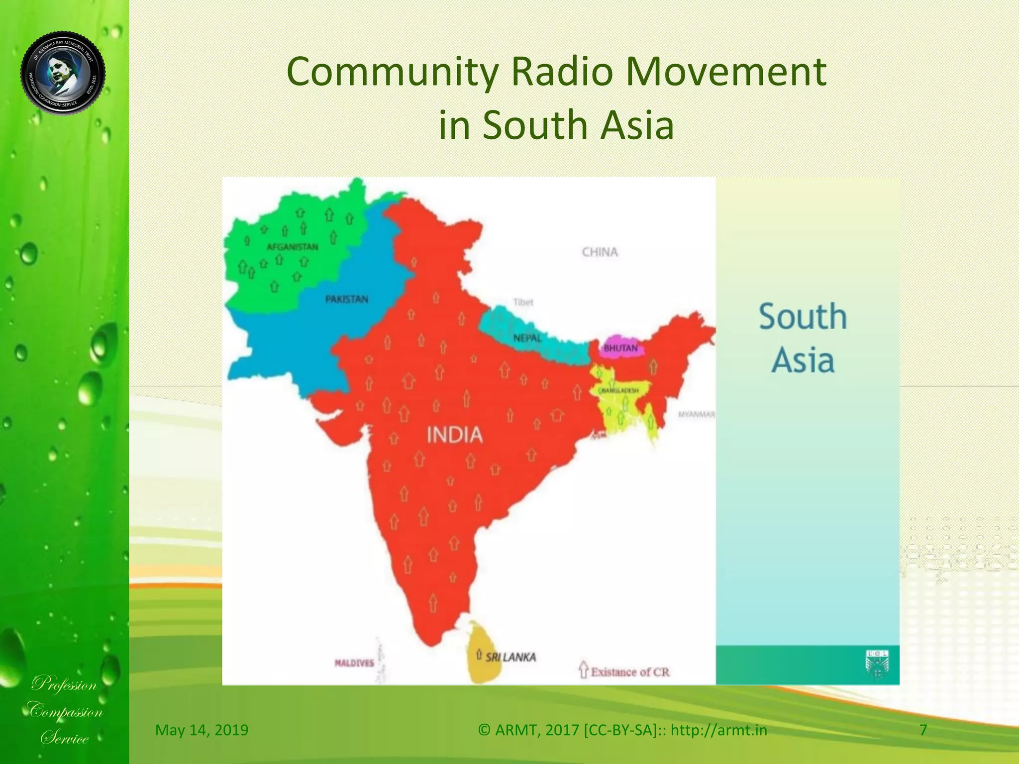 Profession
Compassion
Service
Community	Radio	Movement		
in	South	Asia	
May	14,	2019	 ©	ARMT,	2017	[CC-BY-SA]::	http://armt.in	 7	
 