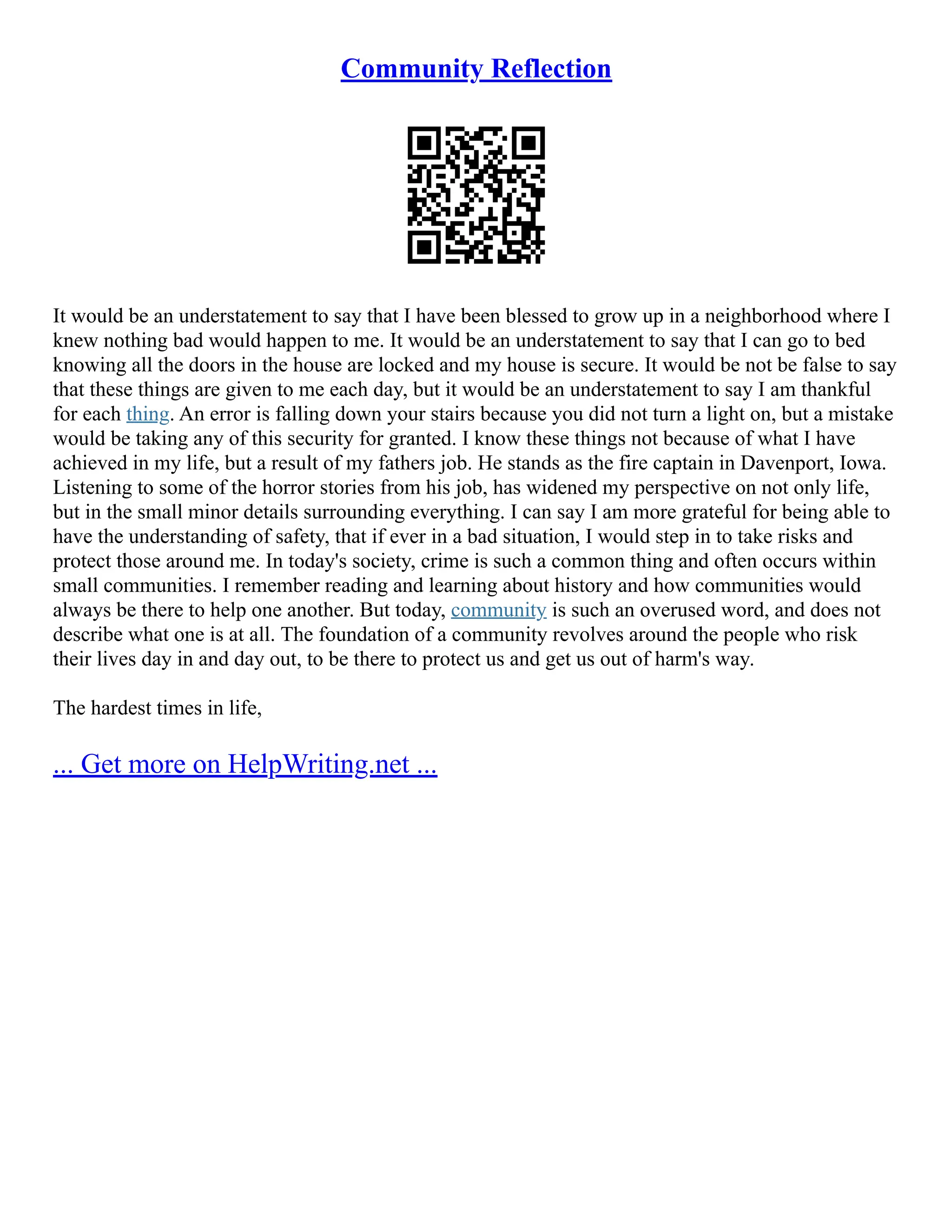 Community Reflection | PDF