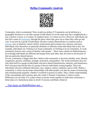 Community Reflection | PDF