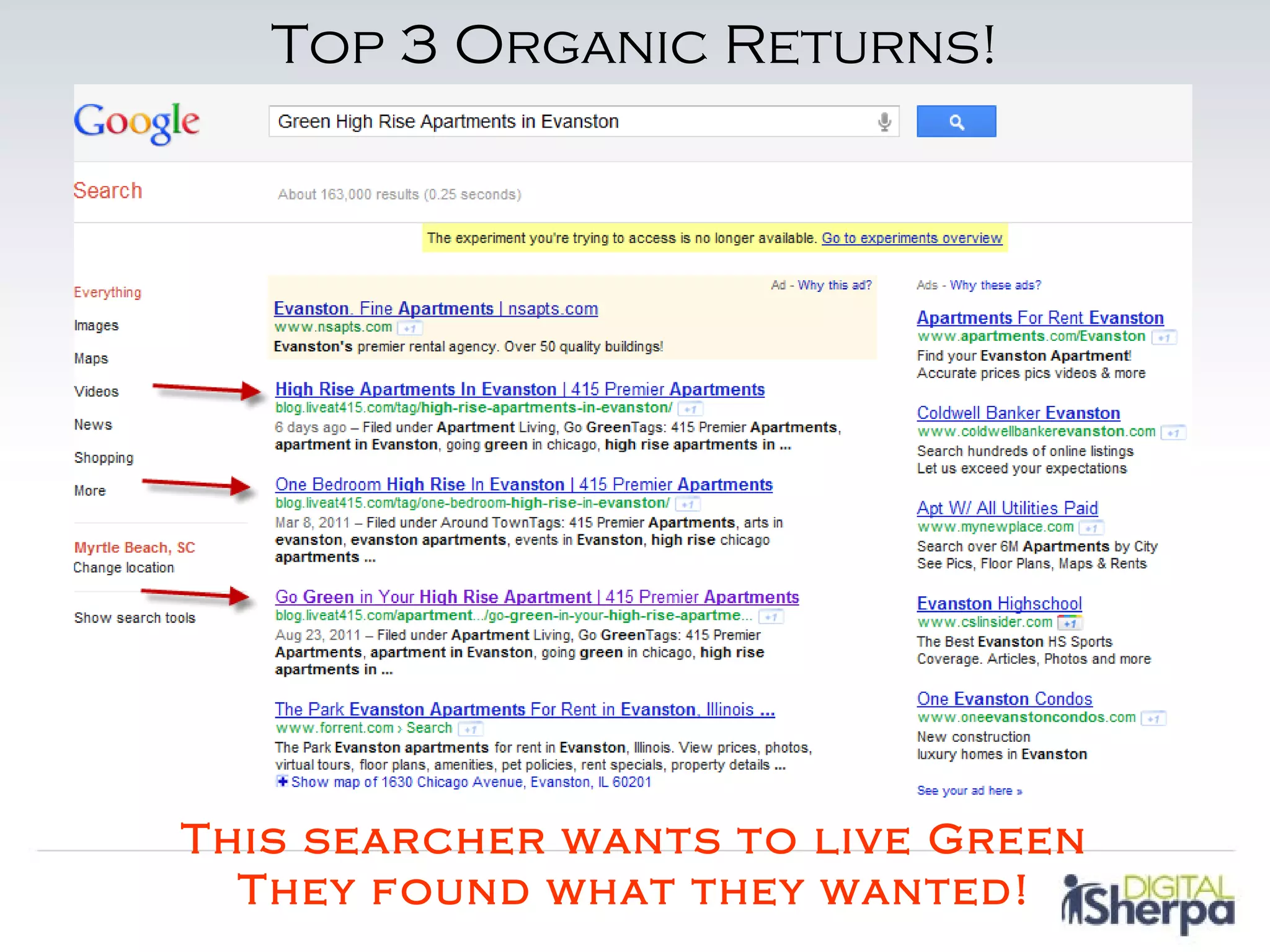 Top 3 Organic Returns!




This searcher wants to live Green
  They found what they wanted!
 