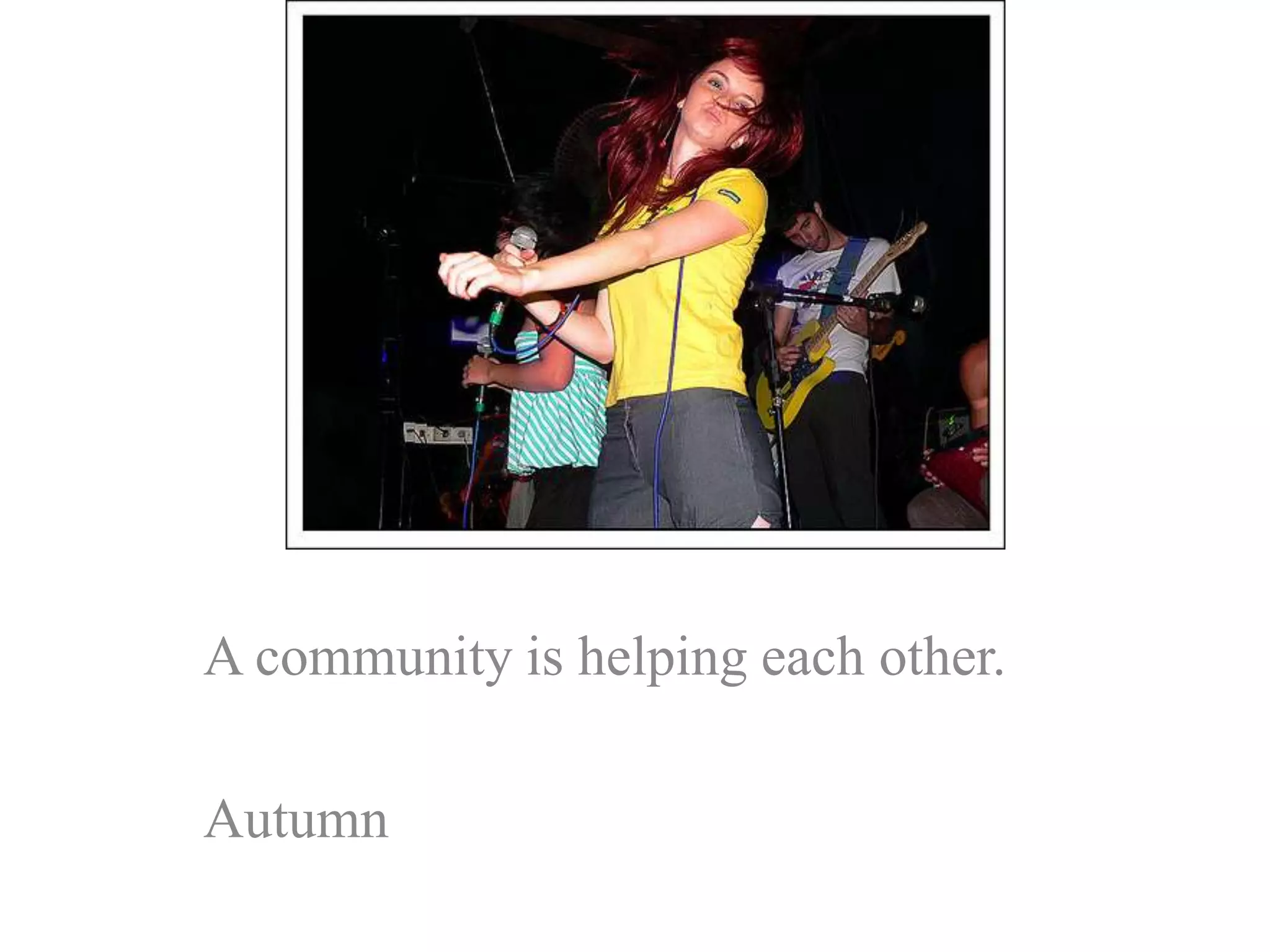 A community is helping each other.Autumn