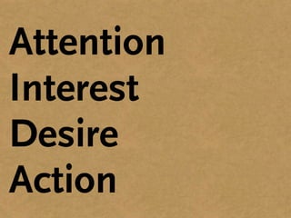 A
I
D
A
Attention
Interest
Desire
Action
 