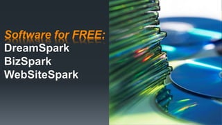 Software for FREE:
DreamSpark
BizSpark
WebSiteSpark
 