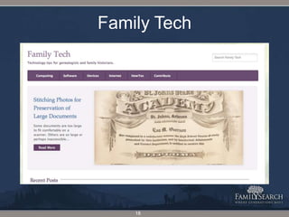 FamilySearch IndexingFamily Tech18