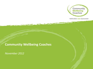 Community Wellbeing Coaches

November 2012
 