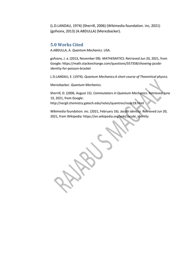 Quantum Axioms and commutation(Jacobi identity) | PDF