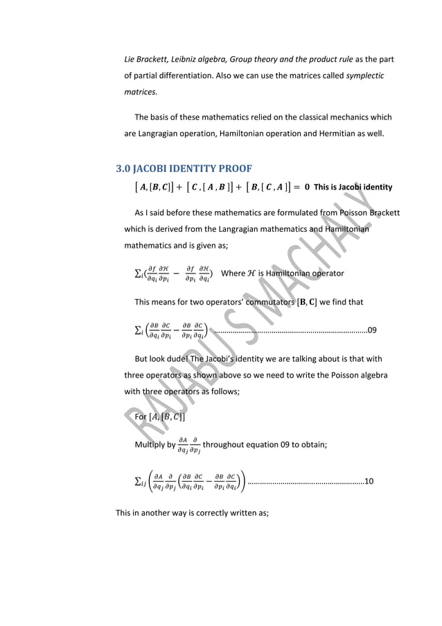 Quantum Axioms and commutation(Jacobi identity) | PDF