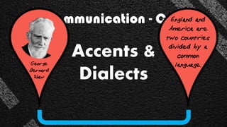 Miscommunication - Causes
Accents &
Dialects
George
Bernard
Shaw
England and
America are
two countries
divided by a
common
language.
 