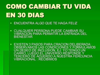 Como Cambiar Tu Vida En 30 Dias | PPT