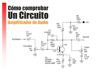 Cómo comprobar
Un Circuito
Amplificador de Audio