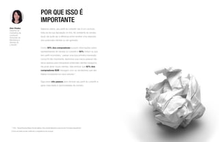 1,2
IDC, “Social Buying Meets Social Selling: How Social Networks Improve the Purchase Experience”
(Como as redes sociais melhoram a experiência de compra)
POR QUE ISSO É
IMPORTANTE
Sejamos claros, seu perfil do LinkedIn não é um currículo,
trata-se da sua reputação on-line. No ambiente de vendas
atual, ele pode ser a diferença entre receber uma resposta
dos potenciais clientes ou ser ignorado.
Como 49% dos compradores buscam informações sobre
representantes de vendas no LinkedIn e 50% evitam os que
tem perfil incompleto,1
passar uma boa primeira impressão
nunca foi tão importante. Aprimorar sua marca pessoal não
serve apenas para tranquilizar potenciais clientes inseguros,
ela pode atrair novos clientes. Vale lembrar que 92% dos
compradores B2B interagem com os vendedores que são
líderes inovadores em seus setores.2
Siga estes oito passos para otimizar seu perfil do LinkedIn e
gerar mais leads e oportunidades de contato.
Alex Hisaka
Gerente de
marketing de
conteúdo,
Soluções de
Marketing e
Vendas do
LinkedIn
 
