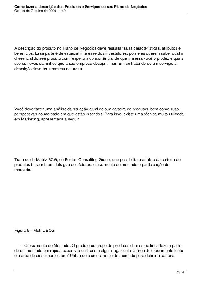 Plano de negocios empresa de servicos