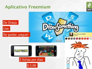 Aplicativo Freemium


De Graça
Use
Se gostar, pague!




           3 ﬁchas por dias
                $ 0,99
 