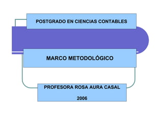 MARCO METODOLÓGICO
PROFESORA ROSA AURA CASAL
2006
POSTGRADO EN CIENCIAS CONTABLES
 