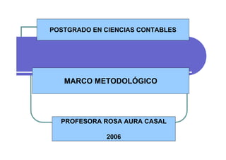 POSTGRADO EN CIENCIAS CONTABLES




   MARCO METODOLÓGICO




  PROFESORA ROSA AURA CASAL

             2006