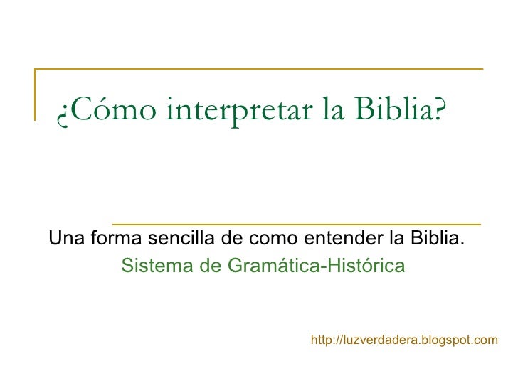 Como Interpretar La Biblia