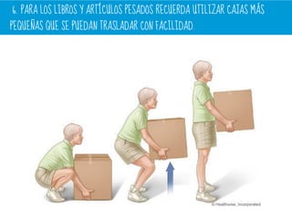 6. PARA LOS LIBROS Y ARTÍCULOS PESADOS RECUERDA UTILIZAR CAJAS MÁS
PEQUEÑAS QUE SE PUEDAN TRASLADAR CON FACILIDAD.
 