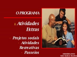 Atividades Extras Projetos sociais Atividades Recreativas Passeios O PROGRAMA 