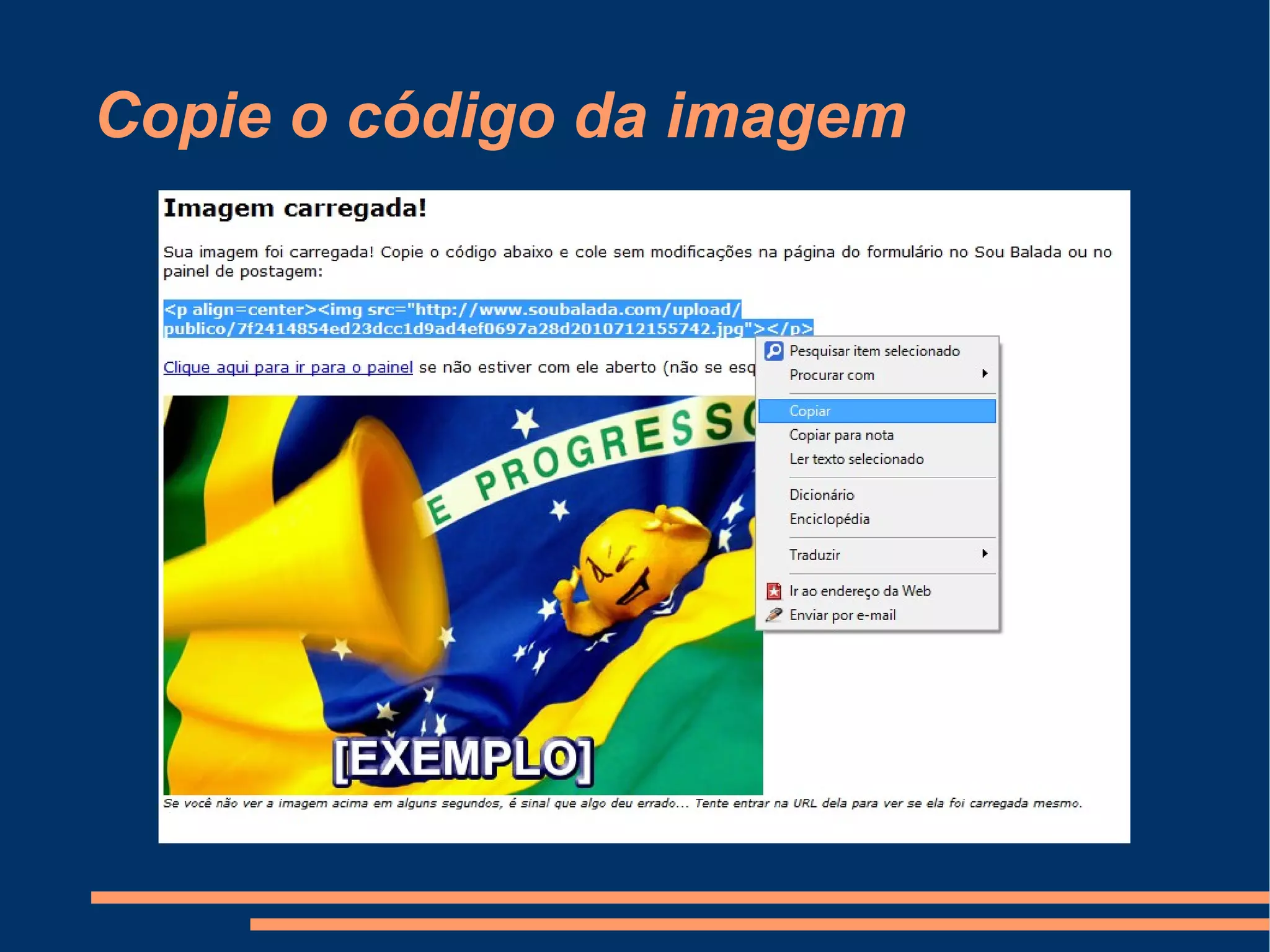 Copie o código da imagem 