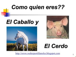 El Caballo y El Cerdo Como quien eres?? http://www.walterportillanoles.blogspot.com 