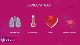 SIGNOS VITALES
RESPIRACIÓN TEMPERATURA PULSO PRESIÓN ARTERIAL
 