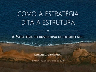 COMO A ESTRATÉGIA
DITA A ESTRUTURA
ESTRATÉGIA EMPRESARIAL
BRASÍLIA | 13 DE SETEMBRO DE 2016
A ESTRATÉGIA RECONSTRUTIVA DO OCEANO AZUL
 