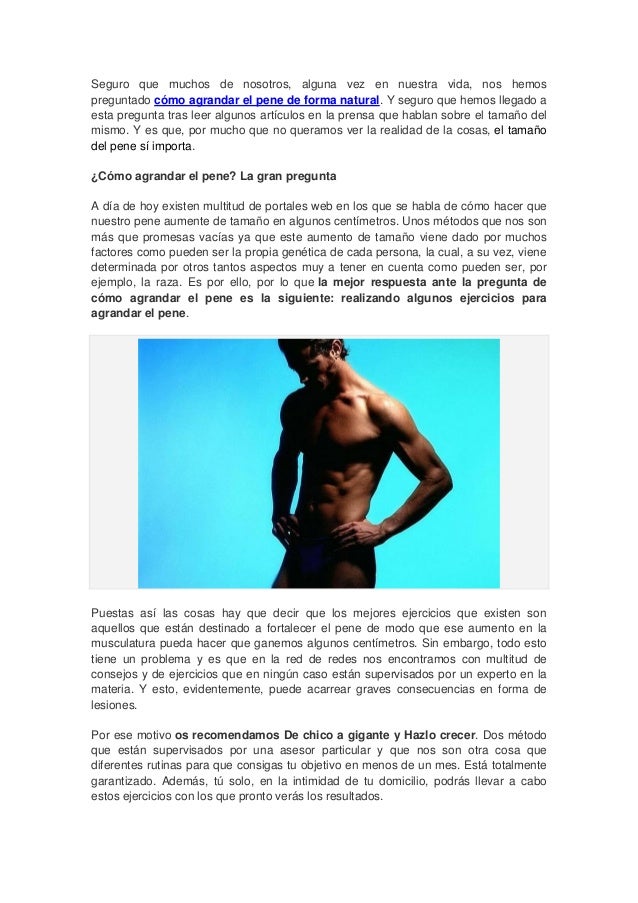 Como agrandar el pene de forma natural