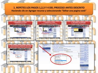 1. REPETES LOS PASOS 1,2,3 Y 4 DEL PROCESO ANTES DESCRITOHaciendo clic en Agregar recurso y seleccionando “Editar una pagina web”