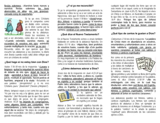 fiestas solemnes. 14Vuestras lunas nuevas y                      ¿Y si ya me reconcilié?                     cualquier lugar del mundo (no tiene que ser en
vuestras fiestas solemnes las tiene                                                                          este monte ni en aquel, como se lo imaginaba la
aborrecidas mi alma; me son gravosas;                   Si ya te arrepentiste genuínamente, entonces tu      Samaritana en Juan 4:20-21). No importa si vives
cansado estoy de soportarlas.”                          adoración a Dios no se va a ver como un acto de      en China o en México, en Australia o Canada; en
                                                        hipocresía, sino que Él mismo te invitará a estar    lo que Dios se fija, es en tu corazón. 2Crónicas
                        Si tu ya eres Cristiano         en Su presencia. Isaías 1:18 dice: “18Venid luego,   16:9 dice: “Porque los ojos de Jehová
                        pero te comportas como          dice Jehová, y estemos a cuenta: si vuestros         contemplan toda la tierra, para mostrar su
                        un diablo entre semana,         pecados fueren como la grana, como la nieve          poder a favor de los que tienen corazón
                        ya te diste cuenta por la       serán emblanquecidos; si fueren rojos como el        perfecto para con él.”
                        cita anterior lo que Dios       carmesí, vendrán a ser como blanca lana.”
                        piensa de tu alabanza.                                                               ¿Qué tipo de cantos le gustan a Dios?
                        Hasta tus oraciones se             ¿Qué dice el Nuevo Testamento?
van a ver afectadas, como dice en Isaías 1:15           En el Nuevo Testamento vemos a Jesús también         Colosenses 3:16 nos dá la respuesta: “La palabra
“15Cuando extendáis vuestras manos, yo                  hablando en contra de la alabanza hipócrita. En      de Cristo more en abundancia en vosotros,
esconderé de vosotros mis ojos; asimismo                Mateo 15:7-9, dice: “7Hipócritas, bien profetizó     enseñándoos y exhortándoos unos a otros en
cuando multipliquéis la oración, yo no oiré;…”          de vosotros Isaías, cuando dijo: 8Este pueblo        toda sabiduría, cantando con gracia en
Recuerda, antes de que quieras que Dios                 de labios me honra; mas su corazón está lejos        vuestros corazones al Señor con salmos e
escuche tus alabanzas y tus oraciones; tu diario        de mí. 9Pues en vano me honran, enseñando            himnos y cánticos espirituales.”
vivír (hasta cuando estás solo) debe reflejar que       como doctrinas, mandamientos de hombres.”
eres un cristiano de verdad.                            Es muy importante ser obediente a la Palabra de      Así como en la primaria
                                                        Dios y no seguir ni enseñar tradiciones humanas      los maestros les enseñan
¿Qué hago si no estoy bien con Dios?                                                                         a los niños el abecedario
                                                        como si se trataran de mandamientos de Dios.
Isaías 1:16-18 nos da la respuesta: “16Lavaos y                                                              y las tablas de multiplicar
limpiaos; quitad la iniquidad de vuestras obras             ¿Cómo debemos adorar a Dios?                     a travéz de canciones; de
de delante de mis ojos; dejad de hacer lo                                                                    la misma manera la
                                                        Jesús nos dá la respuesta en Juan 4:23-24 que        iglesia primitiva y uno también se llena del Espíritu
malo; 17aprended a hacer el bien; buscad el             dice: “23Mas la hora viene, y ahora es, cuando
juicio, restituid al agraviado, haced justicia al                                                            al hablar y entonar cantos basados en Su palabra,
                                                        los verdaderos adoradores adorarán al Padre          como lo dice Efesios 5:18-19 “18No os
huérfano, amparad a la viuda.” Resumido en              en espíritu y en verdad; porque también el
una palabra: “¡Arrepiéntete!” y si no eres                                                                   embriaguéis con vino, en lo cual hay
                                                        Padre tales adoradores busca que le adoren.          disolución; antes bien sed llenos del Espíritu,
Cristiano, pues: “¡Bautízate!” (“lavaos y limpiaos”).   24Dios es Espíritu; y los que le adoran, en
                                                                                                             19hablando entre vosotros con salmos, con

Ahora, tampoco vayas a ser como los que dicen:          espíritu y en verdad es necesario que adoren.”       himnos y cánticos espirituales, cantando y
“Yo por eso no voy a la iglesia, para no ser un                              Si tu quieres ser un            alabando al Señor en vuestros corazones;”
hipócrita.” ¡No! Recuerda que lo que Dios quiere                             verdadero adorador de Dios,
es que dejes de pecar, no de congregarte.                                    es necesario que lo hagas       Las alabanzas pueden ser himnos, salmos y
Hebreos 10:25 “no dejando de congregarnos,                                   en espíritu y en verdad.        cánticos espirituales. Los himnos son cánticos
como algunos tienen por costumbre, sino                                                                      poéticos de alabanza a Dios; un ejemplar de
                                                        Adorar a Dios “en verdad” significa hacerlo de       salmos lo tenemos en el Antiguo Testamento; y a
exhortándonos; y tanto más, cuanto veis que             corazón, con honestidad y obediencia (lo que ya
aquel día se acerca.” No dejes de congregarte,                                                               la palabra “cántico” se le añade la palabra
                                                        vimos al principio de este folleto). Adorar a Dios   “espiritual” para diferenciarlo de las canciones
más bien reconciliate con Dios y alábalo por Su         “en espíritu” viene de la noción de que Dios es
grande misericordia.                                                                                         ajenas a Dios.
                                                        Espíritu y por lo tanto uno lo puede adorar en
 