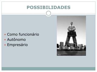 POSSIBILIDADESComo funcionárioAutônomoEmpresário