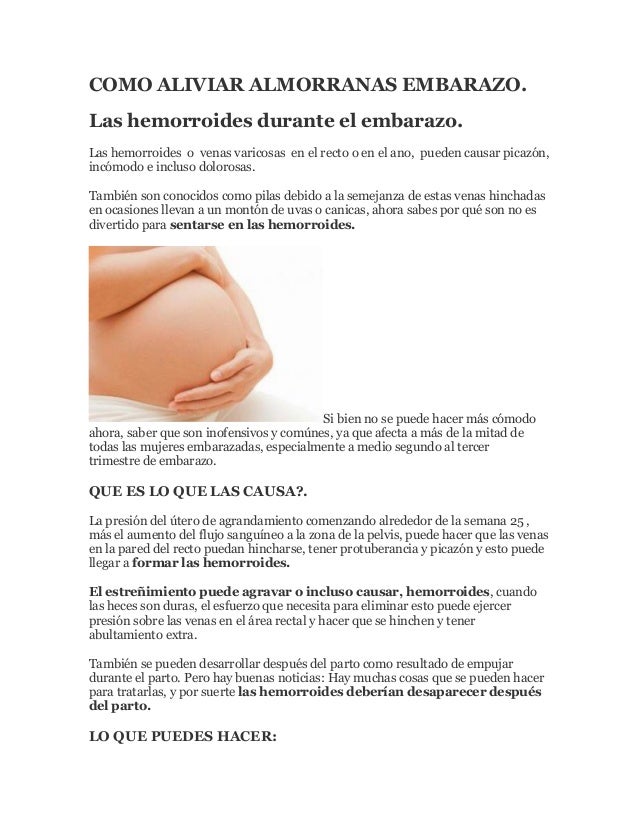 Como Aliviar Almorranas Embarazo