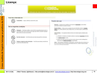 Como Analista de Negócio interage as praticas da ITIL   Licença:




                                                        AN V 3.0 [54]   | Rildo F Santos | (@rildosan) | rildo.santos@etecnologia.com.br | www.etecnologia.com.br | http://etecnologia.ning.com   58
 