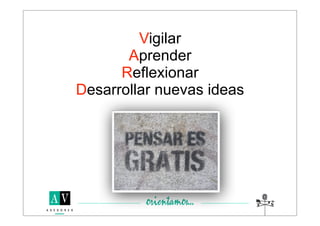 Vigilar
       Aprender
      Reflexionar
Desarrollar nuevas ideas
 