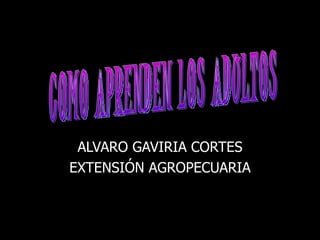 ALVARO GAVIRIA CORTES EXTENSIÓN AGROPECUARIA COMO APRENDEN LOS ADULTOS 