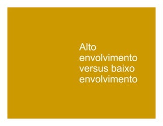 Alto
envolvimento
versus baixo
envolvimento
 