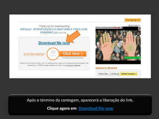 Após o término da contegam, aparecerá a liberação do link.
          Clique agora em Download file now
 