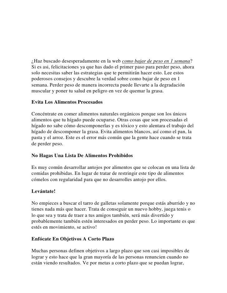 Como se puede bajar de peso en 2 semanas