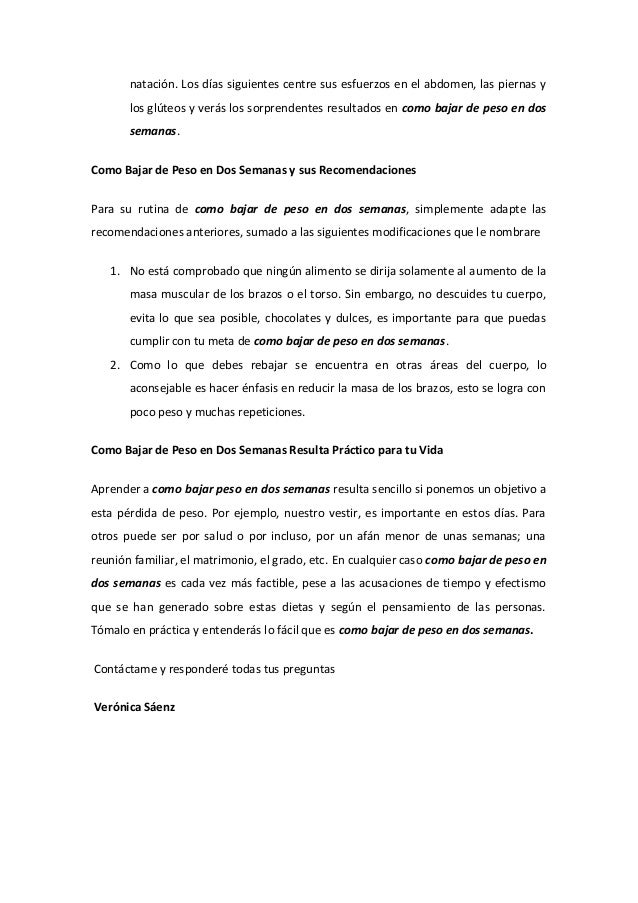 Como puede bajar de peso en dos dias