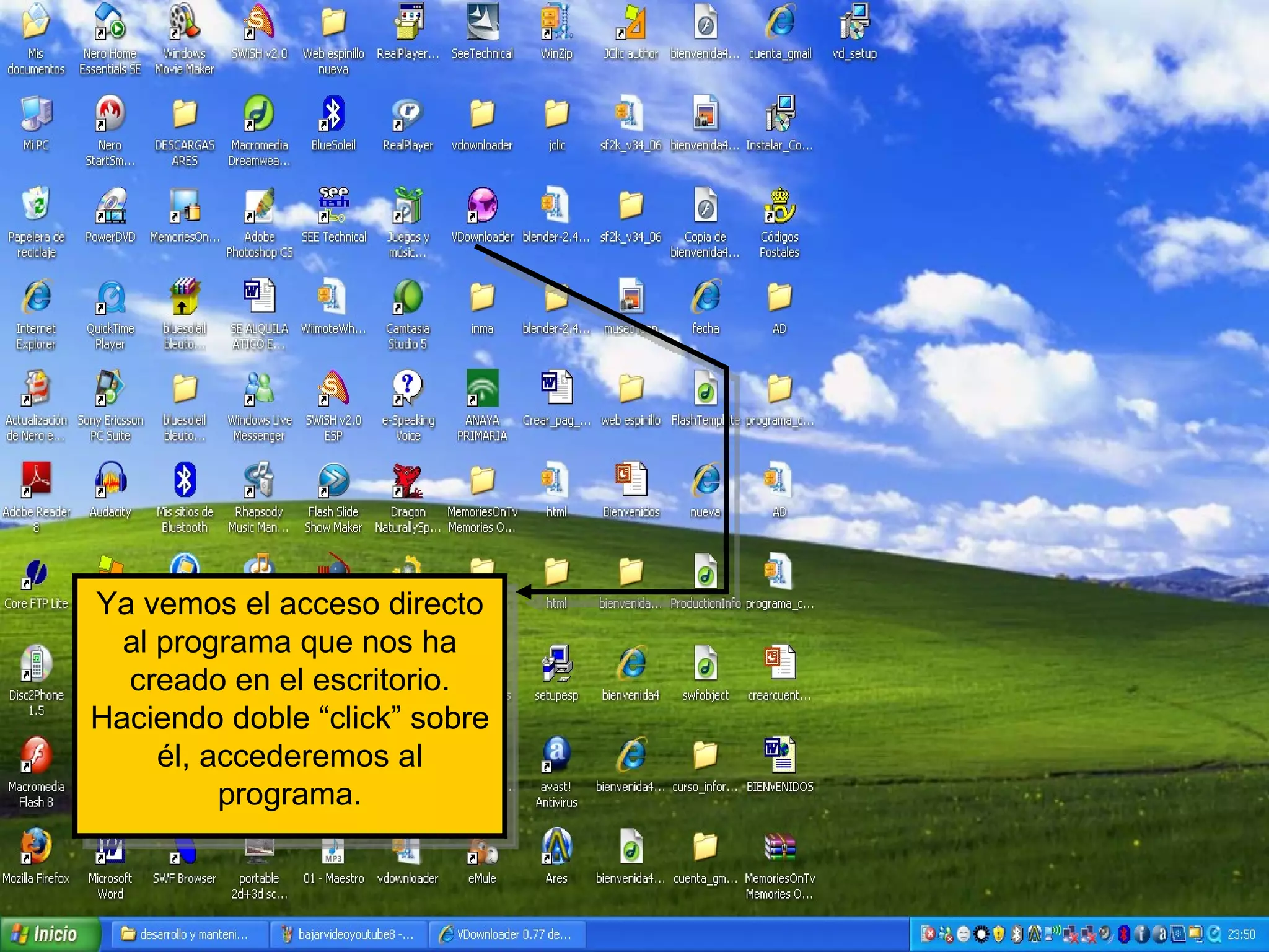 Ya vemos el acceso directo al programa que nos ha creado en el escritorio. Haciendo doble “click” sobre él, accederemos al programa. 
