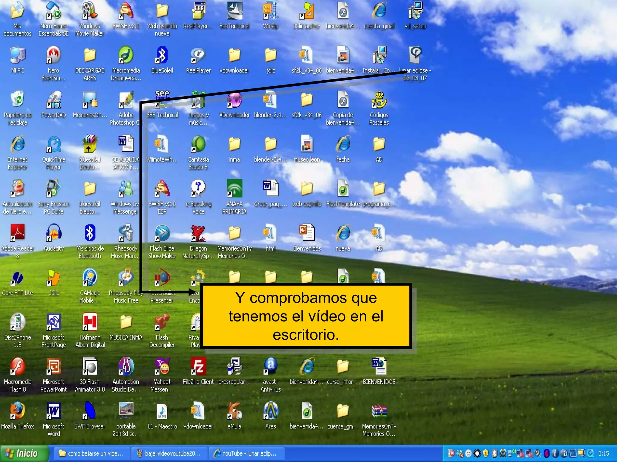 Y comprobamos que tenemos el vídeo en el escritorio. 