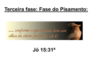 Terceira fase: Fase do Pisamento:
Jó 15:31ª
 