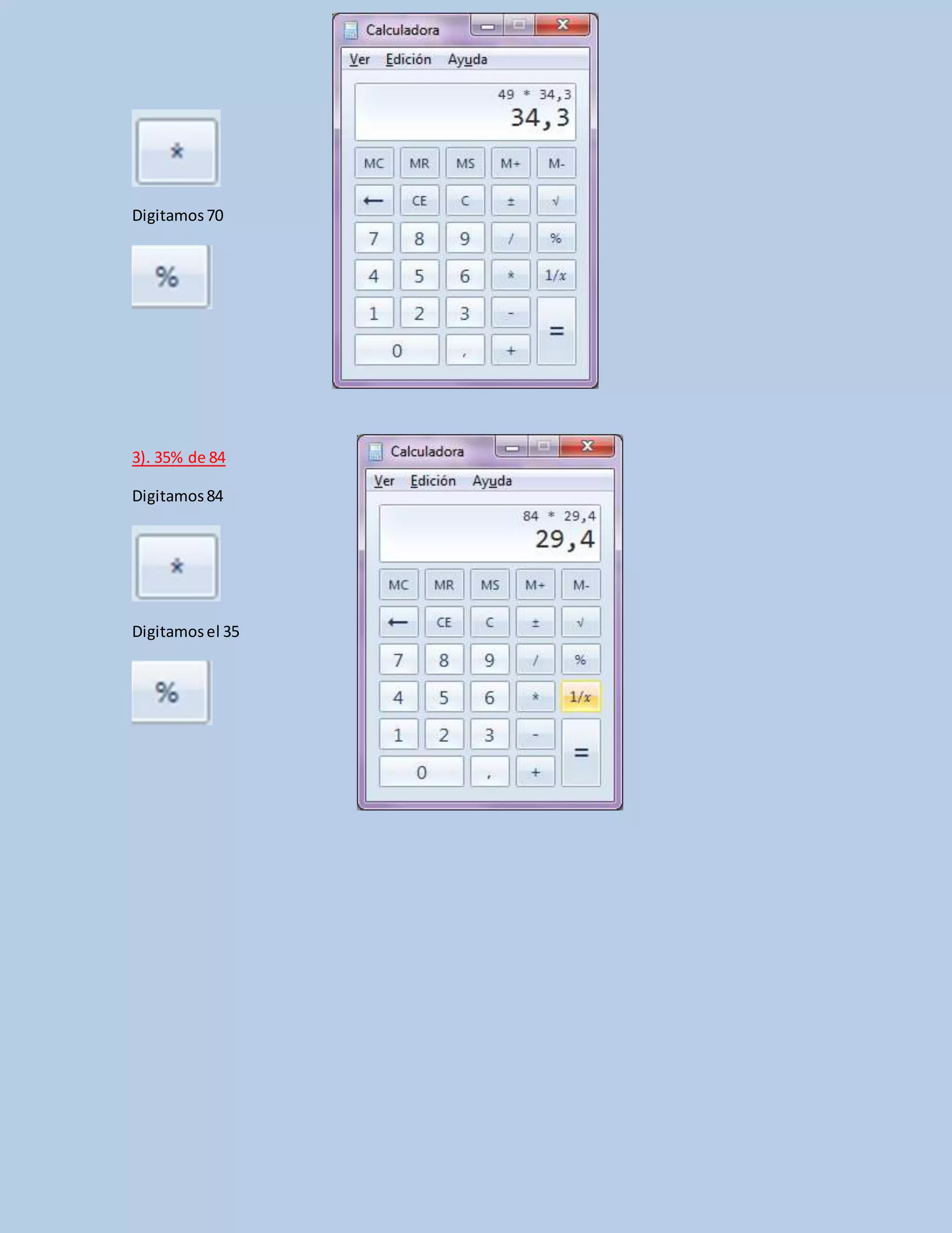 Como calcular porcentaje windows | DOCX