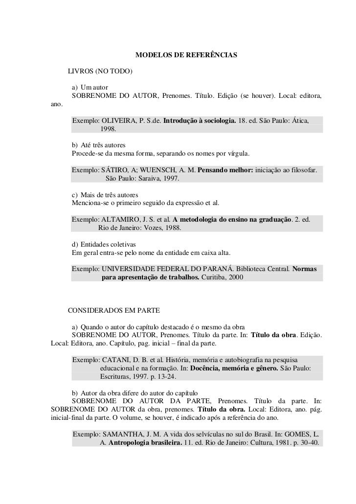 Como colocar as referências segundo a abnt