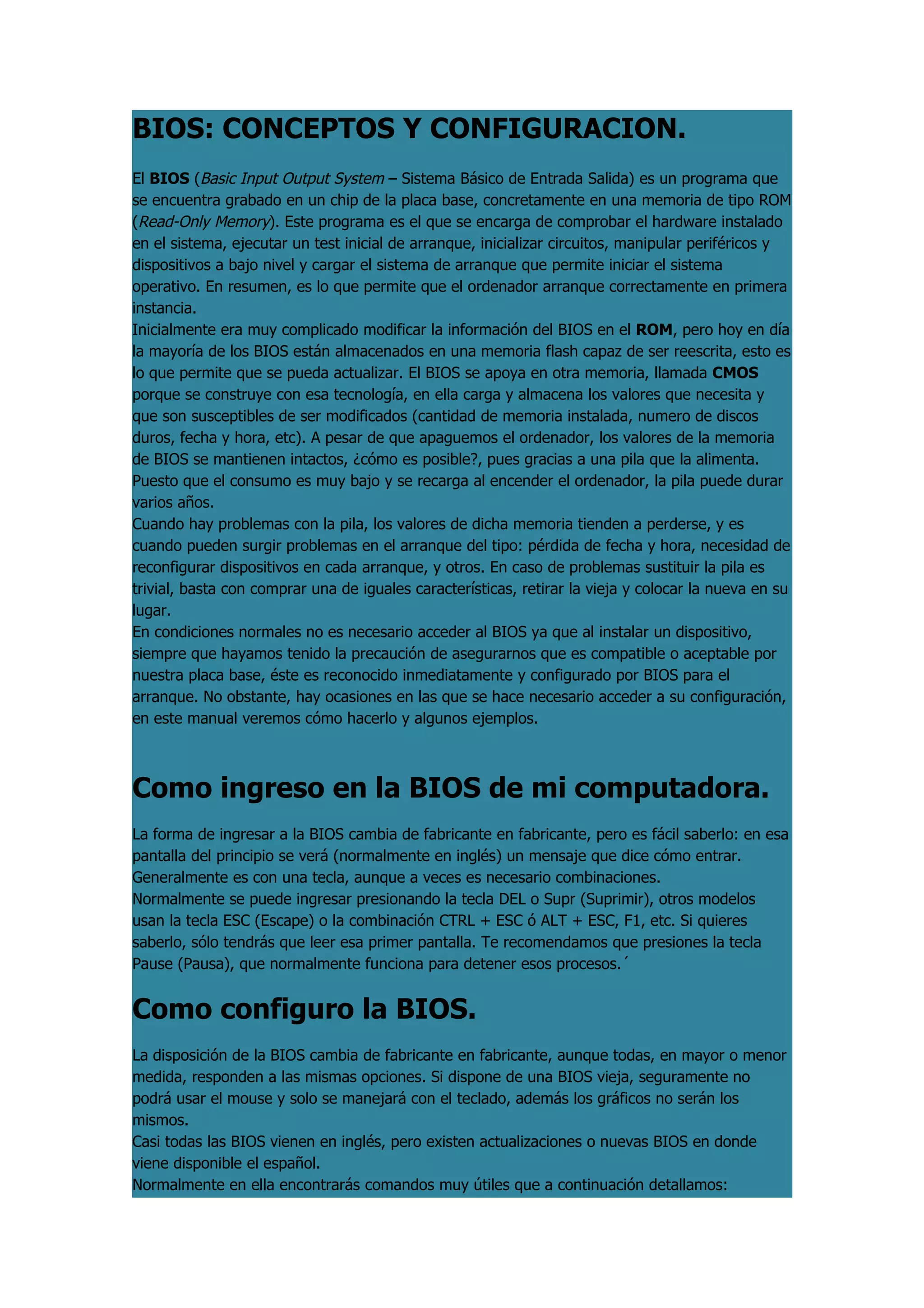 Como Configuro La Bios De Mi Computadora