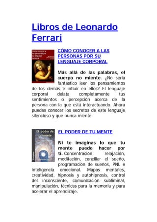 el poder de tu mente leonardo ferrari pdf completo el poder de tu mente leonardo ferrari pdf completo