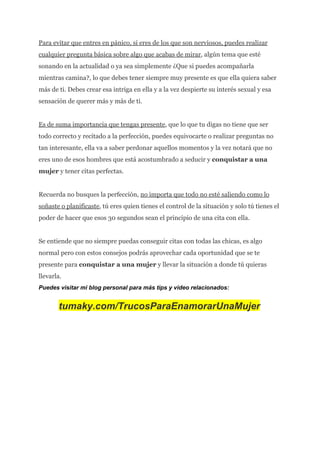 Como conquistar a una mujer los 30 segundos claves | PDF