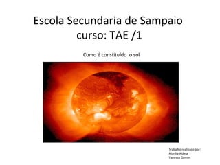 Escola Secundaria de Sampaio
         curso: TAE /1
         Como é constituído o sol




                                    Trabalho realizado por:
                                    Marília Aldeia
                                    Vanessa Gomes
 