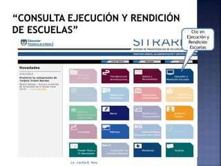Lic. Cecilia B. Vera
Clic en
Ejecución y
Rendición
Escuelas
