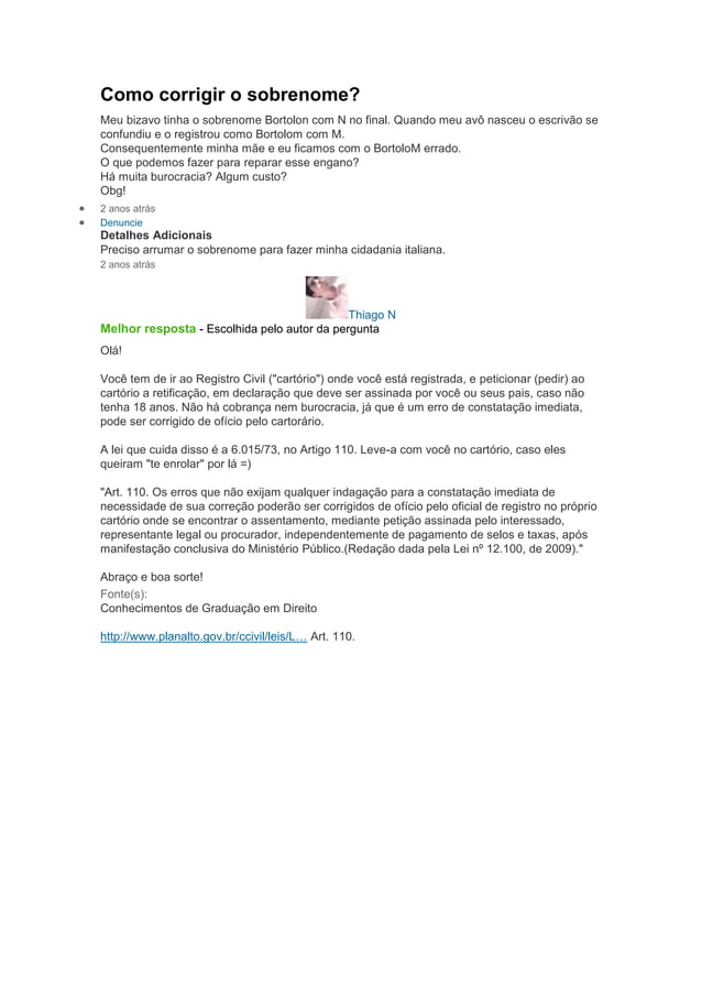 Como corrigir o sobrenome PDF