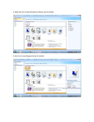 3. debes dar clic en base de datos en blanco, dar el nombre.




4. Dar clic en crear después de dar el nombre
 